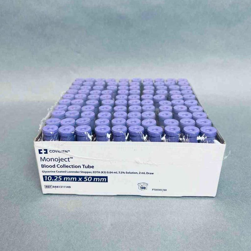 Covidien Monoject Blood Collection Tube 2 ml 10.25 mm x 50 mm 5 Packs of 100 Tubes Each Blood Collection Tubes Covidien