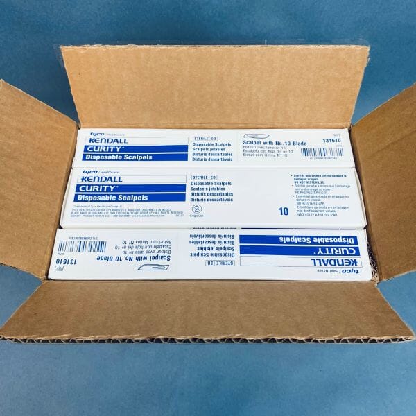 Curity Scalpel Stainless Steel Medium Blade No. 10 Case of 100 Scalpels Scalpels, Surgical Blades & Handles Life Sciences Trading