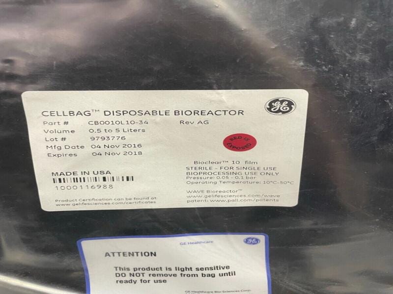 Cytiva CellBag Disposable Bioreactor 0.5 to 5 L CB0010L10-34 Lab Equipment::Bioreactors & Fermenters Cytiva