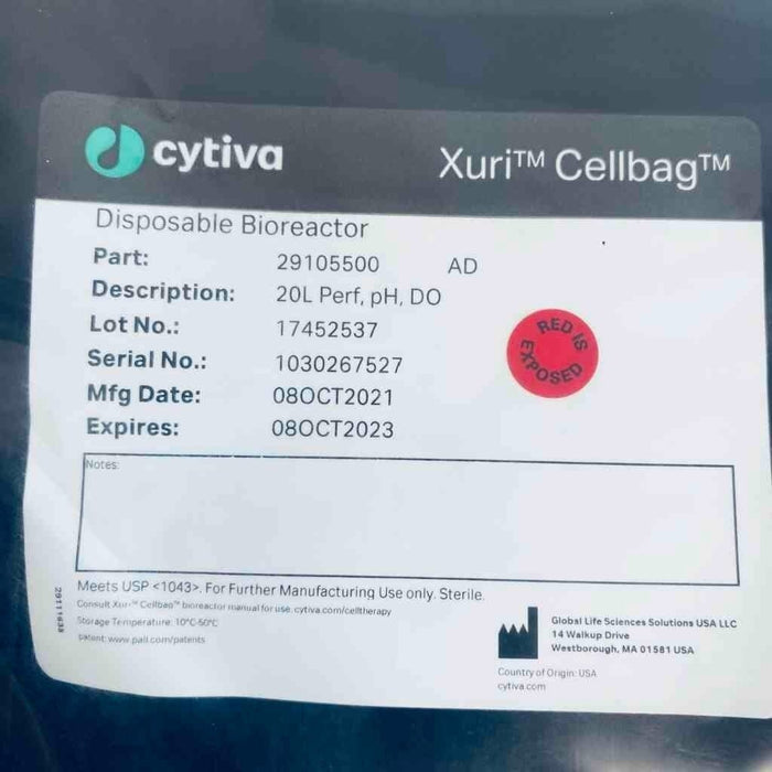 Cytiva Xuri Cell Expansion System Cellbag 20 L Perfusion pH and DO Cell Culture Tools Cytiva