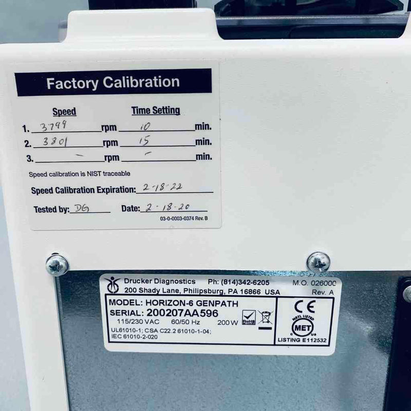 Drucker Horizon 6 Genpath Centrifuge Centrifuges Drucker