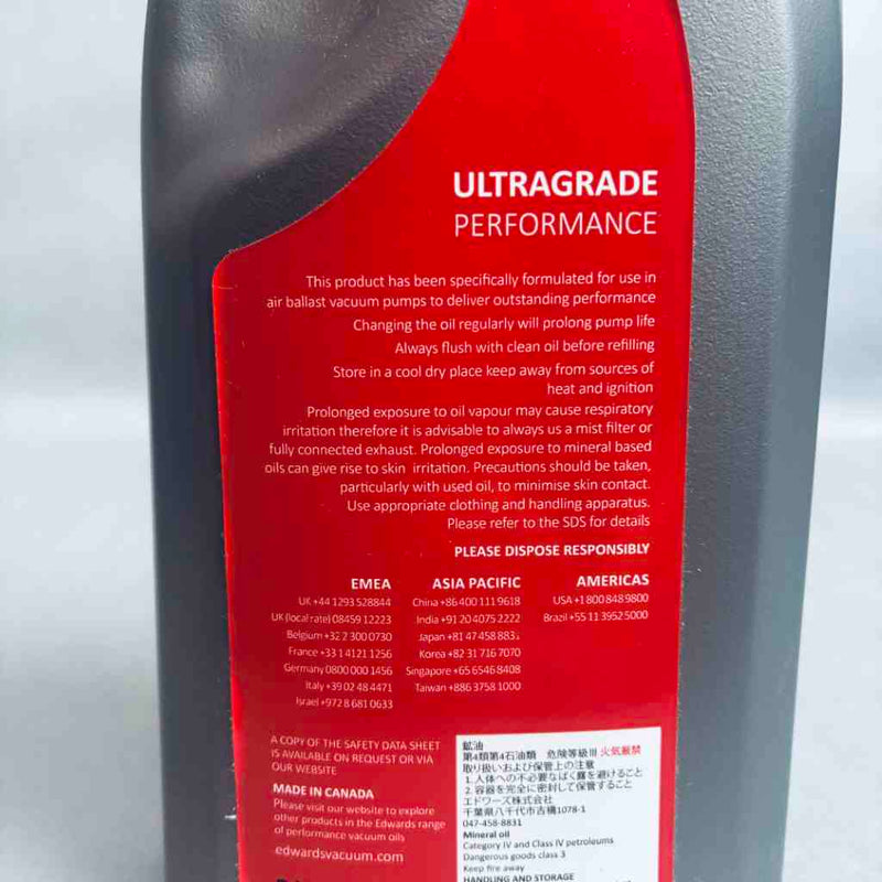 Edwards UltraGrade 19 Performance Oil Lot of 3 Containers 3 Liters Total Other Vacuum Pumps Edwards