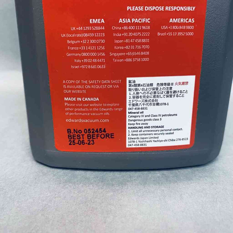 Edwards UltraGrade 19 Performance Oil Lot of 3 Containers 3 Liters Total Other Vacuum Pumps Edwards