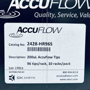 E&K Scientific Accuflow 2428-HR96S Pipette Tips 200 ul Wide Bore Sterile Case of 10 Racks Pipettes & Pipette Tips E&K Scientific