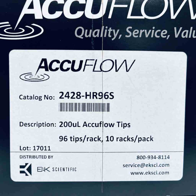 E&K Scientific Accuflow 2428-HR96S Pipette Tips 200 ul Wide Bore Sterile Case of 10 Racks Pipettes & Pipette Tips E&K Scientific