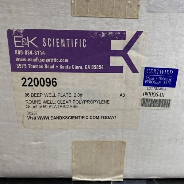 E&K Scientific Microplate 96 Well 2 ml Deep Well Sealed 45 Plates Lab Consumables::Storage and Culture Plates E&K Scientific