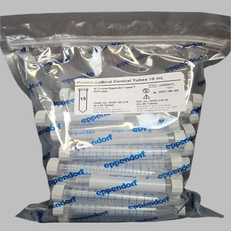 Eppendorf Centrifuge Tube 15 ml Protein LoBind PCR Clean Case of 200 Tubes Centrifuge Tubes Eppendorf