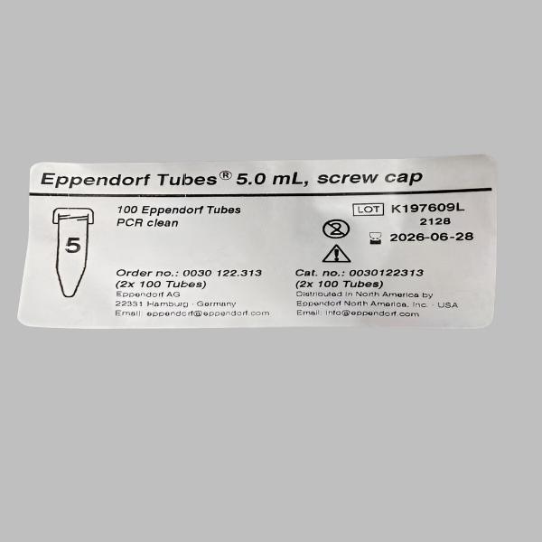 Eppendorf Centrifuge Tube 5 ml Screw Cap 200 Tubes Lab Consumables::Tubes, Vials, and Flasks Eppendorf