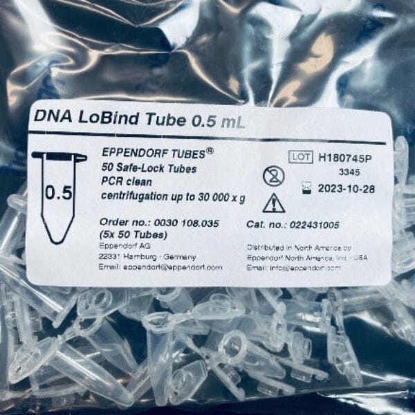 Eppendorf DNA LoBind Centrifuge Tube 0.5 ml - Total of 100 Tubes Lab Consumables::Tubes, Vials, and Flasks Eppendorf