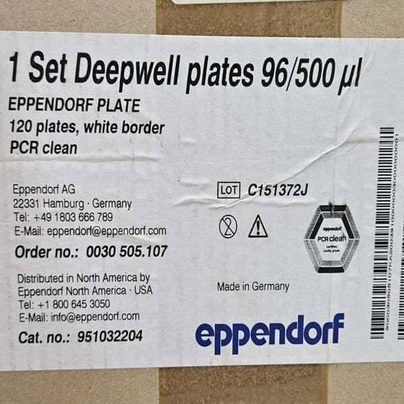 Eppendorf Microplate 500 ul Deepwell White PCR Clean Sealed 60 Plates Lab Consumables::Storage and Culture Plates Eppendorf