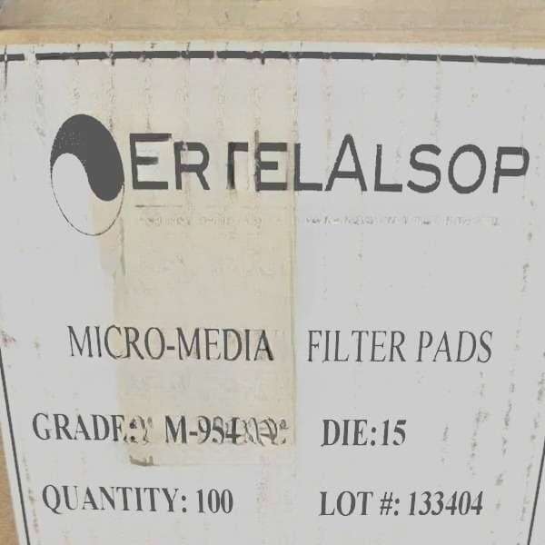 Almohadilla de filtro ErtelAlsop Micro Media de 0,25 um, 200 mm x 200 mm, 75 almohadillas de filtro