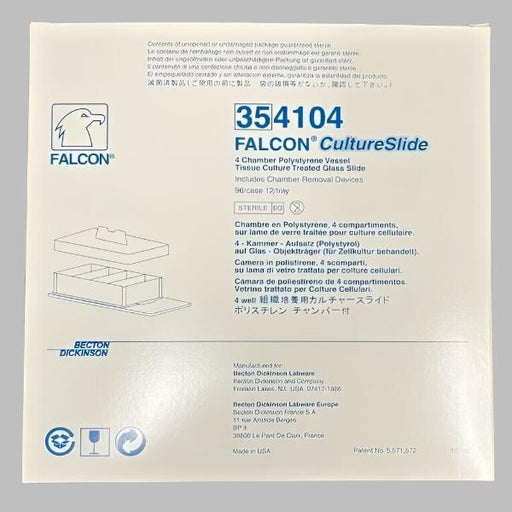 Falcon 354104 Chambered Cell Culture Slides 4 Well Format Sterile Lab Consumables::Storage and Culture Plates Falcon