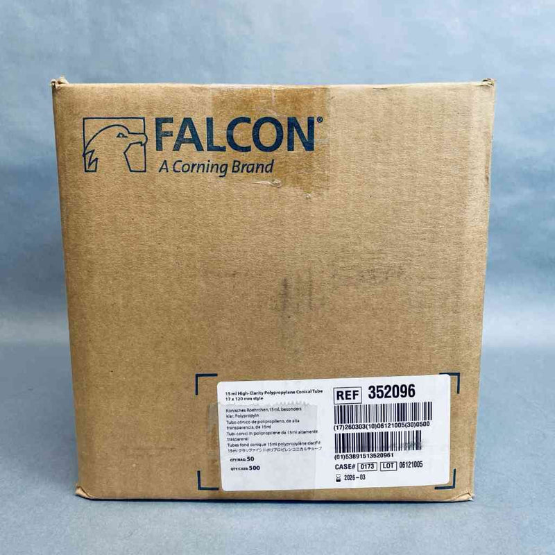 Falcon Centrifuge Tube 15 ml High Clarity Screw Cap 17 x 120 mm Polypropylene Case of 500 Tubes Lab Consumables::Tubes, Vials, and Flasks Falcon