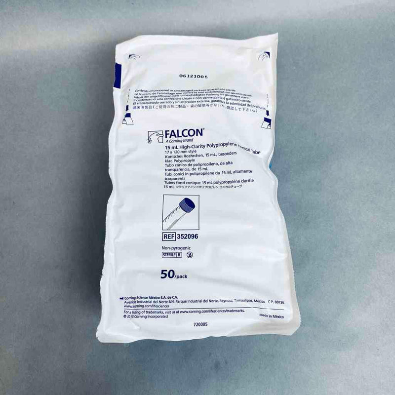 Falcon Centrifuge Tube 15 ml High Clarity Screw Cap 17 x 120 mm Polypropylene Case of 500 Tubes Lab Consumables::Tubes, Vials, and Flasks Falcon