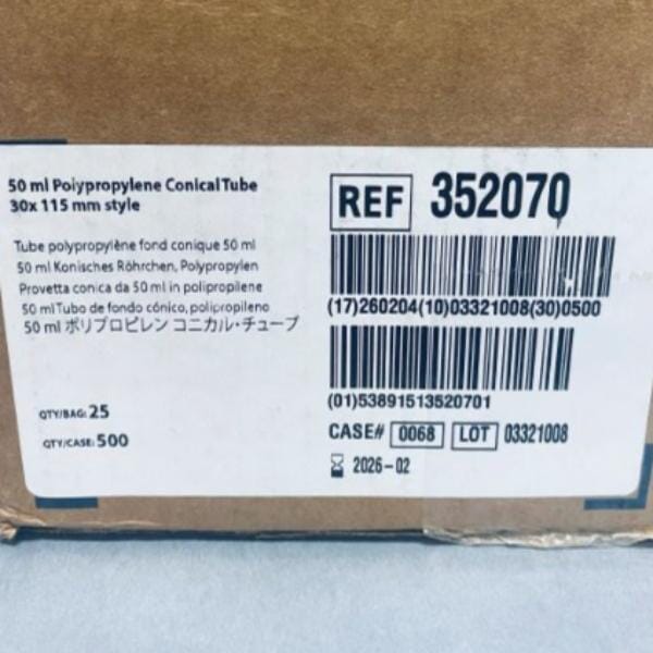 Falcon Centrifuge Tube 50 ml PP Case of 500 Conical Tubes Centrifuge Tubes Falcon