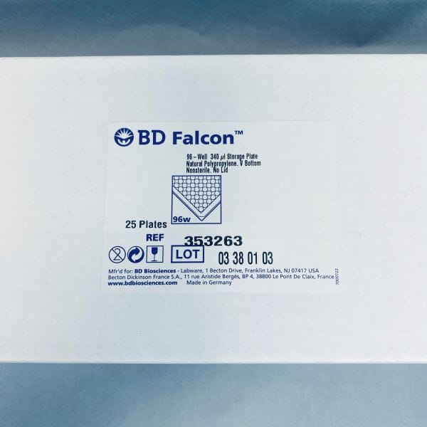 Falcon Microplate 96 Well 340 ul Polypropylene - Case of 100 Plates Petri Dishes/Culture Plates Falcon