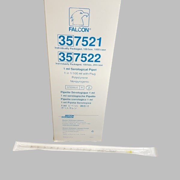 Falcon Serological Pipette 1 ml PS Individually Sealed 72 Pipets Pipettes & Pipette Tips Falcon