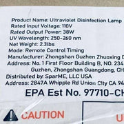 Figoal Ultraviolet Disinfection Lamp 110 V 38 W with Timer and Remote Lighting Units Figoal