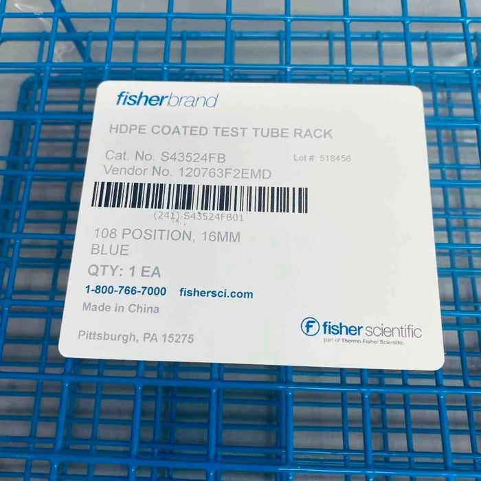 Fisher Brand Test Tube Rack HDPE Coated 108 Well 16 mm Dia Lot of 2 Racks Tube Racks Fisher Brand