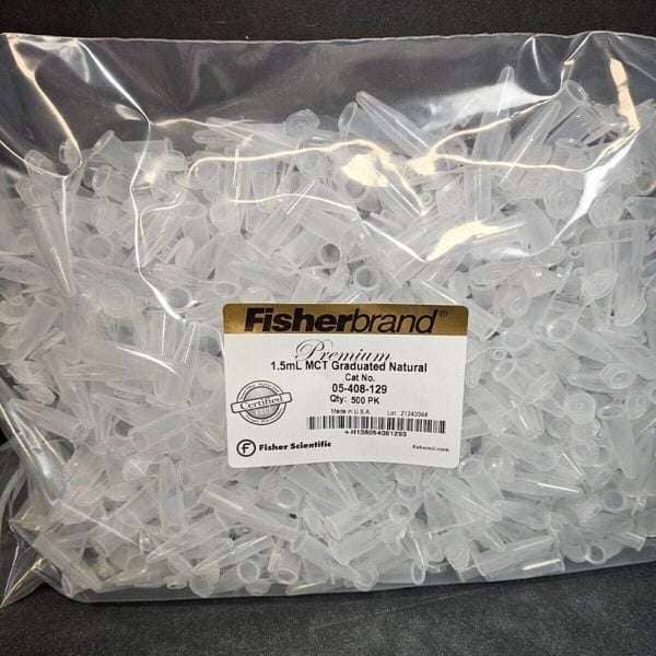 Fisher Scientific Centrifuge Tube 1.5 ml PP Snap Cap 2 Bags of 500 Tubes Each Lab Consumables::Tubes, Vials, and Flasks Fisher Scientific