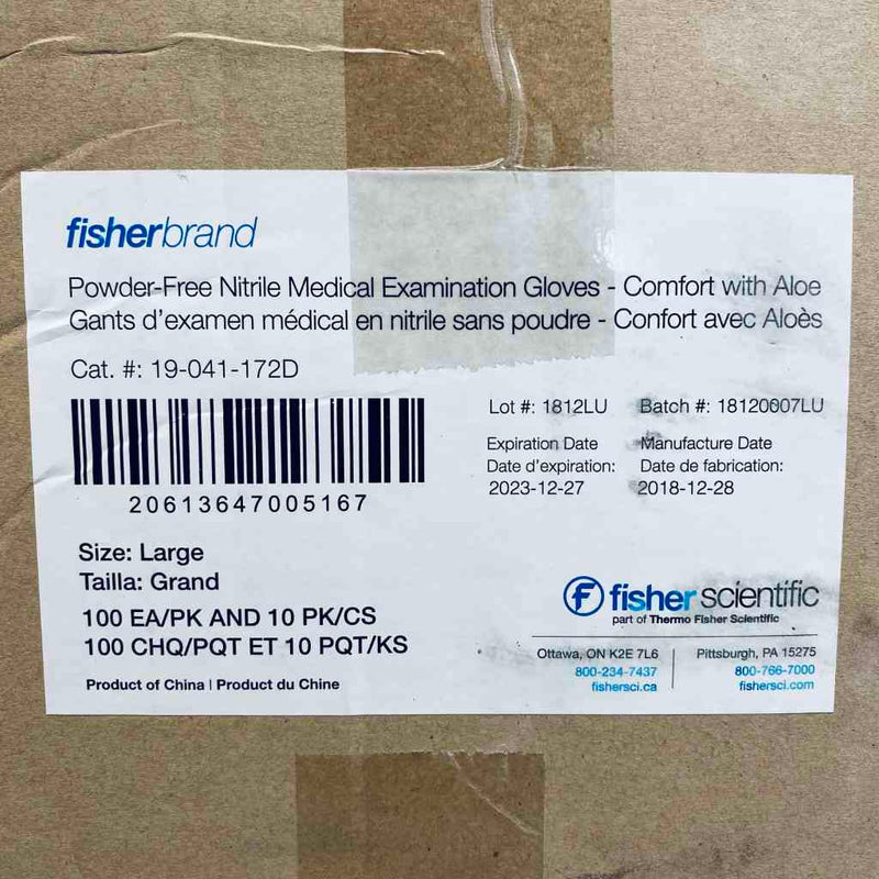 Fisher Scientific Nitrile Gloves L Powder Free with Aloe 7 Boxes with 100 Gloves Each Disposable Gloves Fisher Scientific