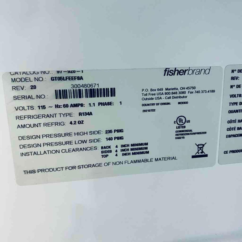 Fisher Scientific Undercounter Freezer -20 C Lab Freezers & Refrigerators Fisher Scientific