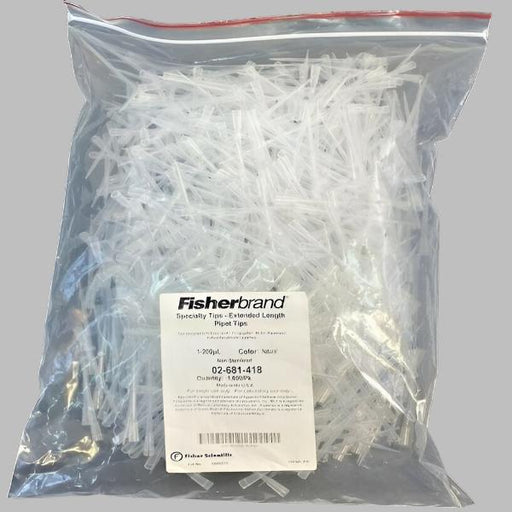 Fisherbrand 02-681-418 Pipette Tips 200 ul Extended Length Pack of 1000 Tips Pipettes & Pipette Tips Fisherbrand