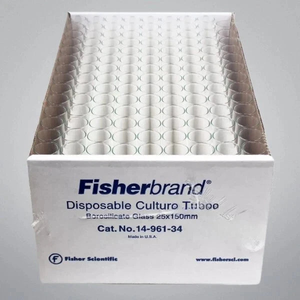 Fisherbrand Borosilicate Glass Culture Tubes 60ml 25 x 150 mm Box of 125 Test Tubes Fisherbrand