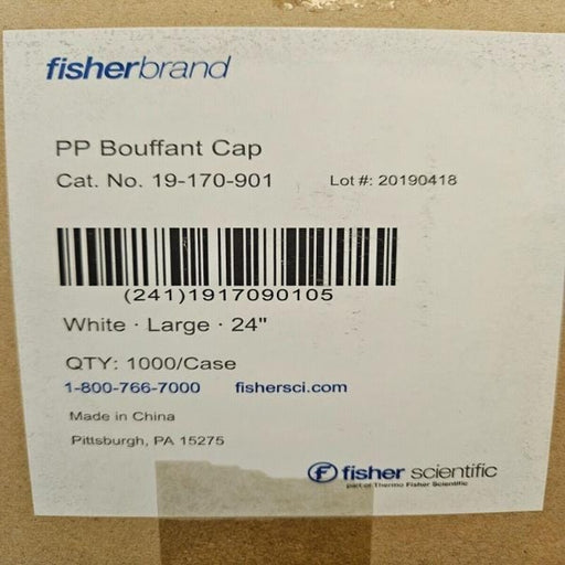 Fisherbrand Bouffant Cap Large White 24 in. Case of 1000 Caps Other Fisherbrand