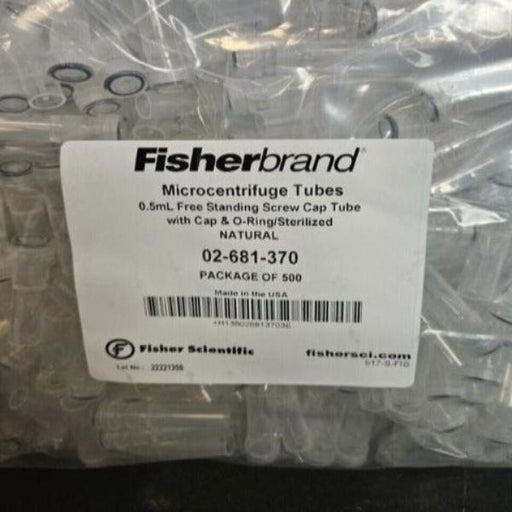 Fisherbrand Centrifuge Tube 0.5 ml Screw Cap w O Ring Case of 2500 Tubes Lab Consumables::Tubes, Vials, and Flasks Fisherbrand