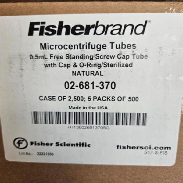 Fisherbrand Centrifuge Tube 0.5 ml Screw Cap w O Ring Case of 2500 Tubes Lab Consumables::Tubes, Vials, and Flasks Fisherbrand