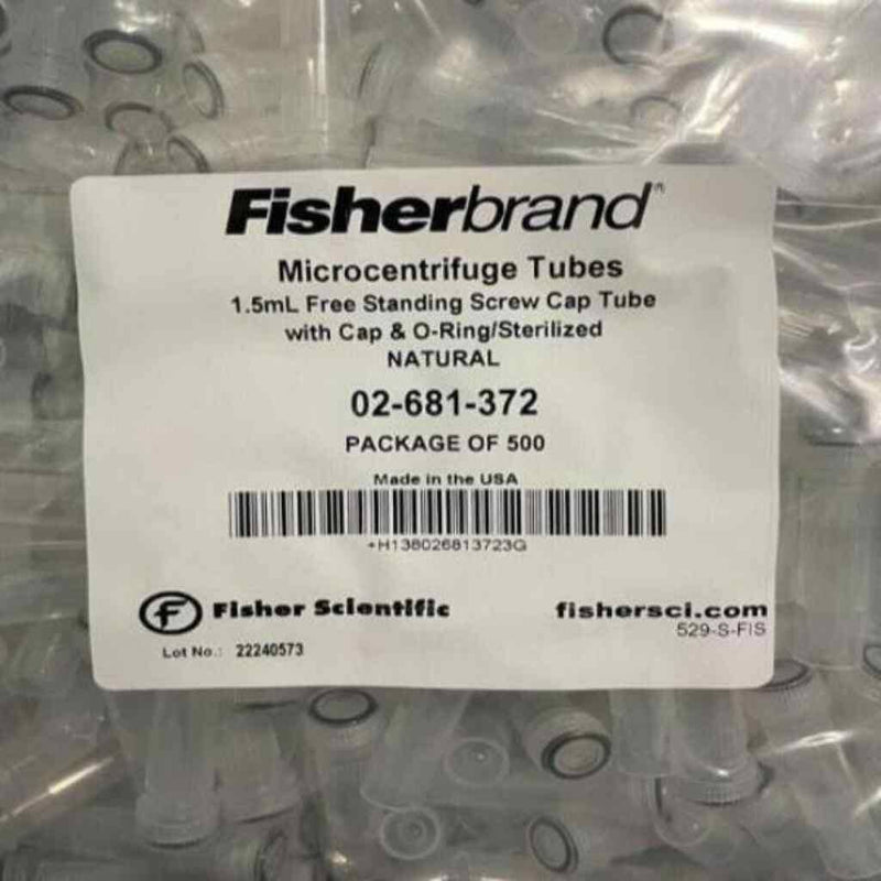 Fisherbrand Centrifuge Tube 1.5 ml Screw Cap with O-Ring 500 Tubes Centrifuge Tubes Fisherbrand