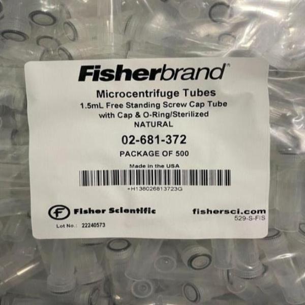 Fisherbrand Centrifuge Tube 1.5 ml Screw Cap with O-Ring PP 500 Tubes Lab Consumables::Tubes, Vials, and Flasks Fisherbrand