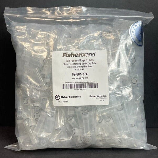 Fisherbrand Centrifuge Tube 2 ml with Screw Cap Free Standing 500 Tubes Lab Consumables::Tubes, Vials, and Flasks Fisherbrand