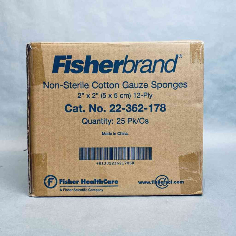Fisherbrand Cotton Gauze Sponge 2 x 2 in. 12 Ply Case of 5000 Sponges Swabs and Wipes Fisherbrand