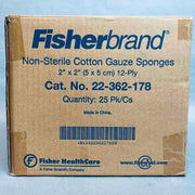 Fisherbrand Cotton Gauze Sponge 2 x 2 in. 12 Ply Case of 5000 Sponges Swabs and Wipes Fisherbrand