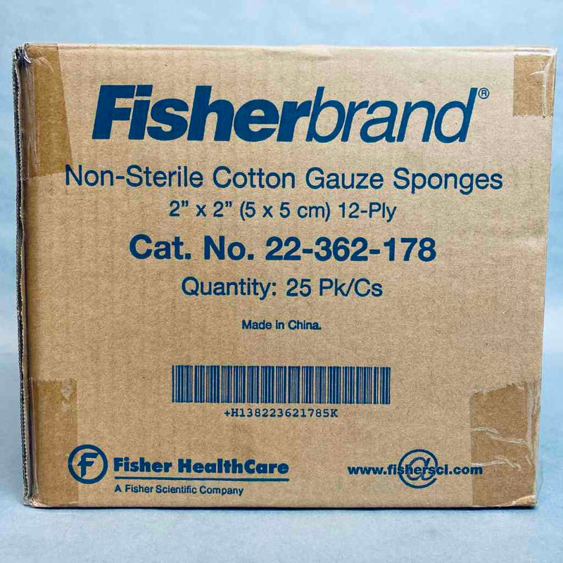Fisherbrand Cotton Gauze Sponge 2 x 2 in. 12 Ply Case of 5000 Sponges Swabs and Wipes Fisherbrand