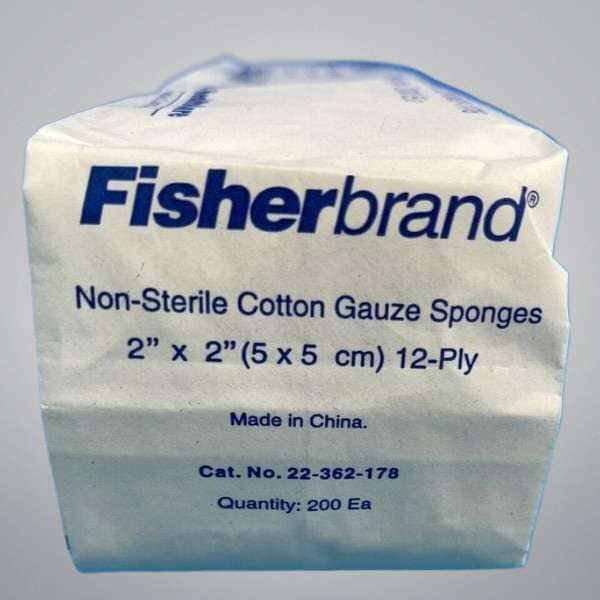 Fisherbrand Cotton Gauze Sponges 2 in x 2 in 12 Ply Pack of 200 Other Fisherbrand