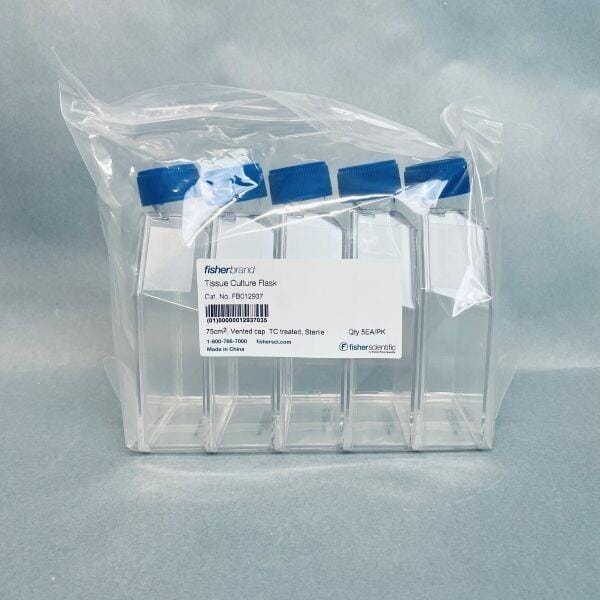 Fisherbrand Culture Flask 75 cm2 with Vent Cap TC Treated Sterile Lot of 50 Flasks Lab Flasks Fisherbrand