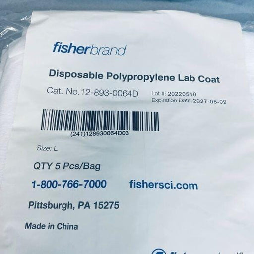 Fisherbrand Disposable Lab Coat Polypropylene Size Large Lot of 40 Coats PPE Fisherbrand