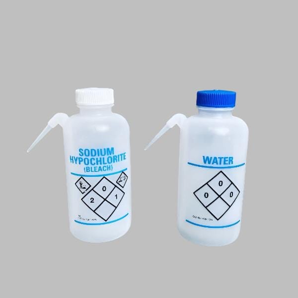 Fisherbrand Easy Squeeze Wash Bottle 4 Bleach and 1 Water Application Bottles Lab Consumables::Reagent and Storage Bottles Fisherbrand