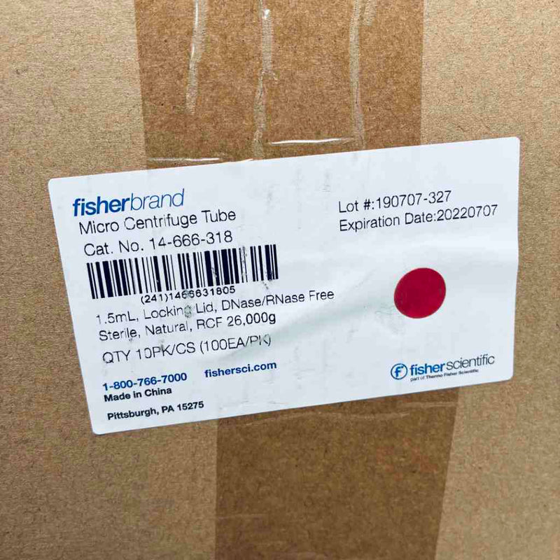 Fisherbrand Micro Centrifuge Tubes Sterile Individually Wrapped 2 ml Locking Lid - Lot of 500 Tubes Centrifuge Tubes Fisherbrand