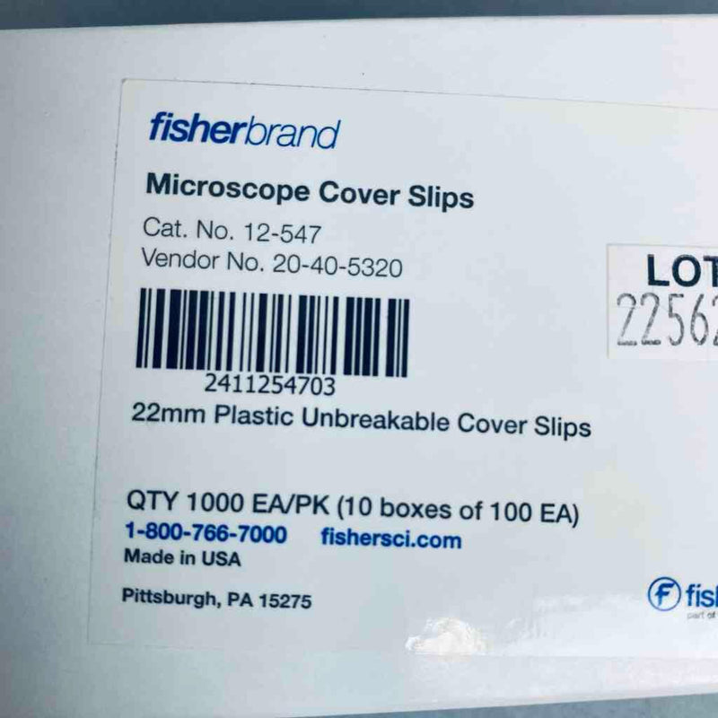 Fisherbrand Microscope Cover Slips 22 mm Plastic Unbreakable Case of 1000 Cover Slips Microscope Slides & Slide Covers Fisherbrand
