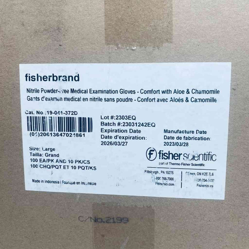 Fisherbrand Nitrile Gloves L Powder Free with Aloe 10 Boxes with 100 Gloves Each Disposable Gloves Fisherbrand