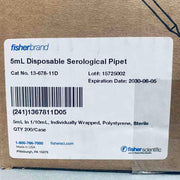 Fisherbrand Serological Pipette 5 ml PS Case of 200 Pipets Pipets & Pipette Tips Fisher Scientific