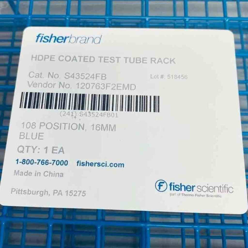 Fisherbrand Test Tube Rack HDPE Coated 108 Well 16 mm Dia Lot of 2 Racks Tube Racks Fisherbrand