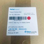 Fisherbrand Treated Tissue Culture Dish 100 mm Grip Ring Sterile Case of 300 Plates Petri Dishes/Culture Plates Fisherbrand