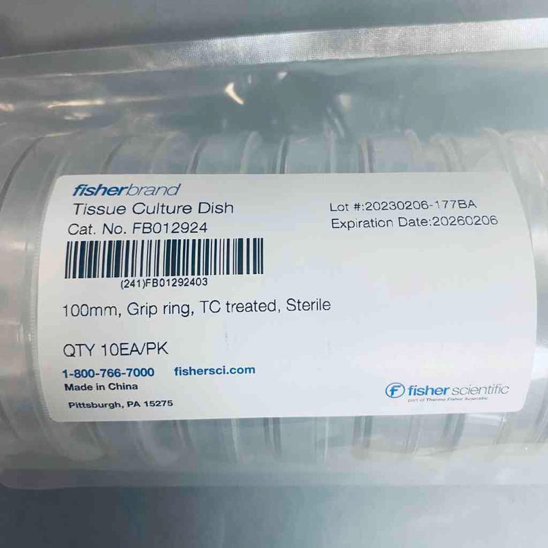 Fisherbrand Treated Tissue Culture Dish 100 mm Grip Ring Sterile Case of 300 Plates Petri Dishes/Culture Plates Fisherbrand