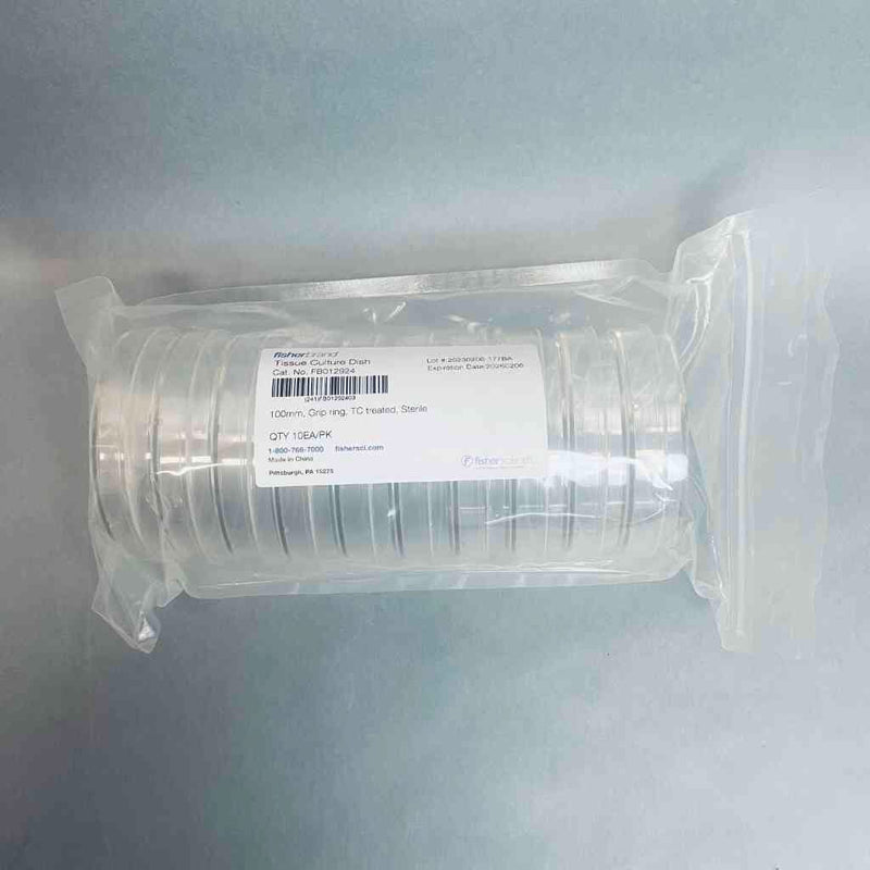 Fisherbrand Treated Tissue Culture Dish 100 mm Grip Ring Sterile Case of 300 Plates Petri Dishes/Culture Plates Fisherbrand