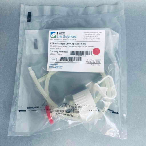 Foxx EZBio VersaCap Vented Cap with Diptube for 1000 ml Bottle Lot of 5 Caps Bottles Foxx Life Sciences